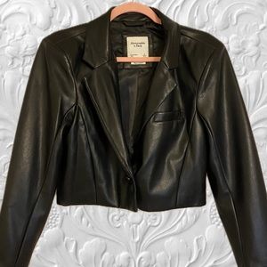 Abercrombie & Fitch Vegan Leather Cropped Jacket
